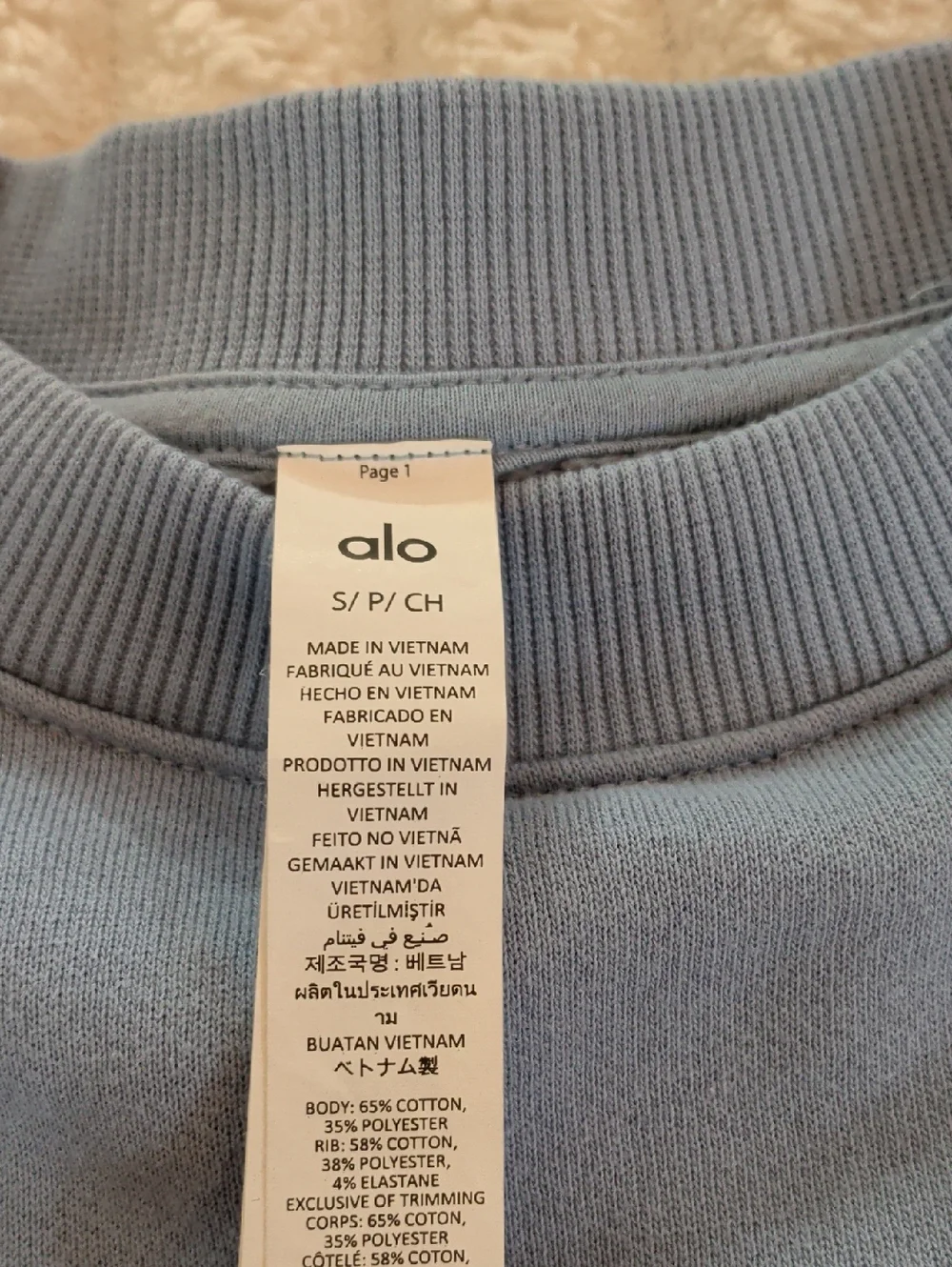 Alo Accolade Cropped Crewneck Sweatshirt in Dusty Blue - Picture 3 of 3